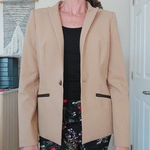 Jones New York Womens Blazer Genuine Leather Details Size 6